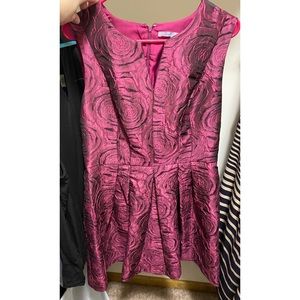 Floral foiled deep magenta dress